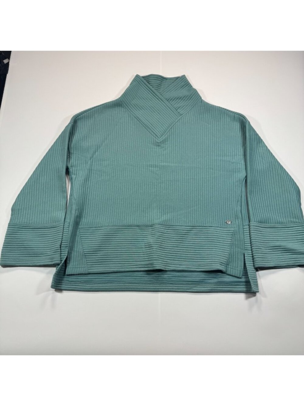Tahari Sweater Womens XL Blue Polyester Ribbed Knit Flared Sleeve Winter Stretch